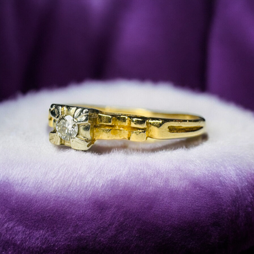 ANTIQUE- 14K Gold- Diamond Ring -Edwardian Solitaire Wedding Ring - Sz 9.5 -1.9g - Picture 20 of 24