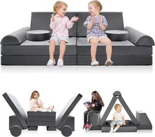 NAIZEA Kids Couch Play Set, 10PCS Modular Kids Sofa Couch Child Couch Playhouse