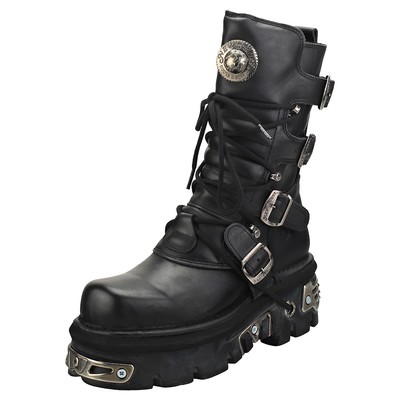 New Rock Unisex REACTOR HALF BOOTS - Platform Stiefel aus Leder Schwarz