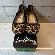 Sam Edelman Animal Print Ballet Flats Bow Round Toe Women's Size 8