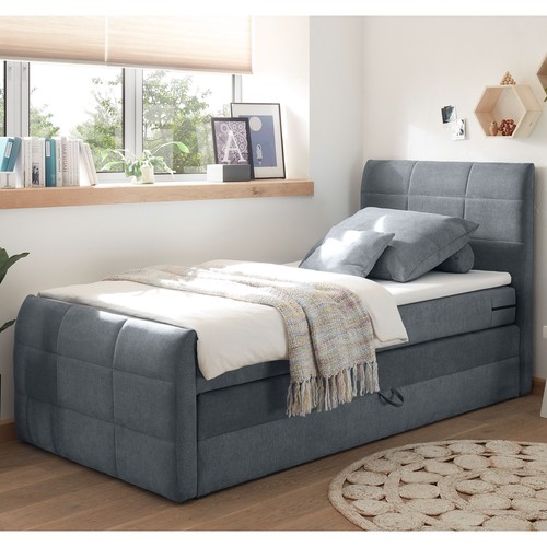 Boxspringbett - anthrazit - H2 - 120x200 cm Doppelbett Polsterbett Gästebett - Bild 9 von 10