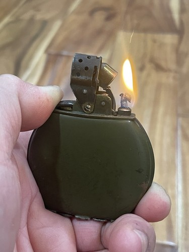 Vintage Evans Spitfire Lighter ww2 (USA) Green Color- Working Good