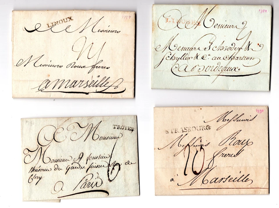 FRANCE 1870-1879 FIVE STAMPLESS FOLDED LETTERS TO BORDEAUX, MARSEILLE & PARIS - Image 4 of 4