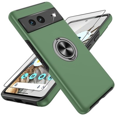 for Pixel 7 Case with HD Screen Protector,Shockproof google pixel 7, 1-Green 