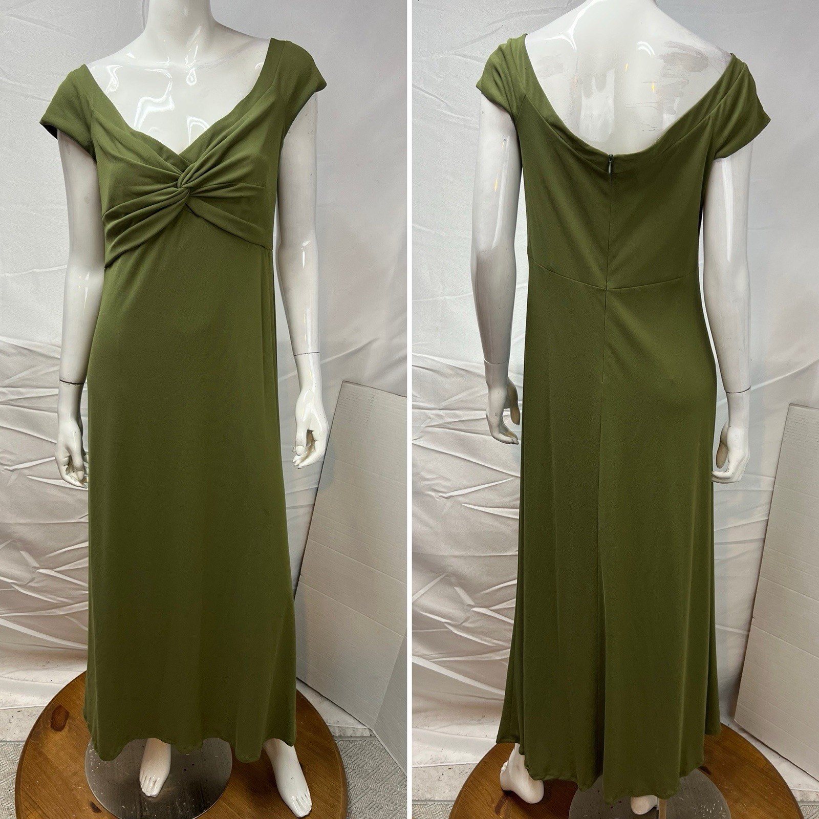 David Meister Women’s 14 Long Green Twist Front Formal Dress Gown