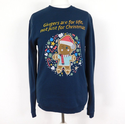 Marine Weihnachtssweatshirt Größe M festliche Lebkuchen Grafik