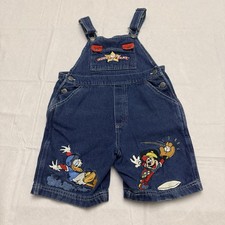 Vintage Mickey Mouse Disney Overalls Shorts Kids Size 6 Embroidered Denim Sports