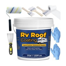 RV Roof Coating, Liquid Rubber, White, Waterproof, Solar Reflective, 1 Gallon