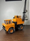 VINTAGE 1970's MIGHTY TONKA CRANE PRESSED STEEL Orange Yellow Bucket Toy Truck