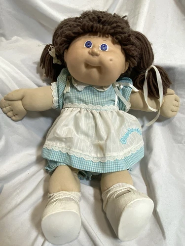 1986 Cabbage Patch Kids Doll Girl Brown Pigtails w/ Dress Shoes 1983 Diapers 80s