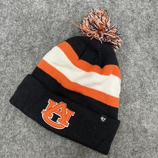 '47 Auburn Tigers Knit Beanie Pom Hat Black Orange White One Size New