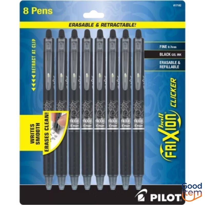 Pilot 8pk FriXion Clicker Erasable Gel Pens Fine Point 0.7mm