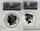 2023-S Morgan & Peace Dollar Rev. Proof Set, David Hall Signed, PCGS REV PR70