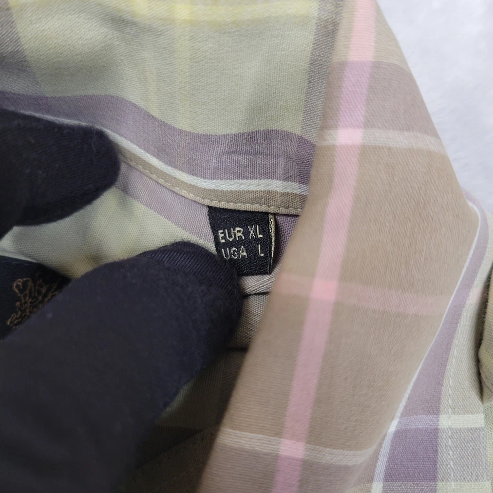 Camisa Barbour Para Hombre Grande Beige Púrpura Tartán Cuadros Abotonada Algodón Clásica Foto 4 de 4