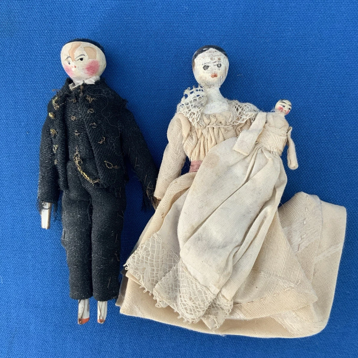 ペグドール　アンティーク　ドイツ　おすわり　Grodnertal ペグドール アンティーク ドイツ おすわり Grodnertal Worn But