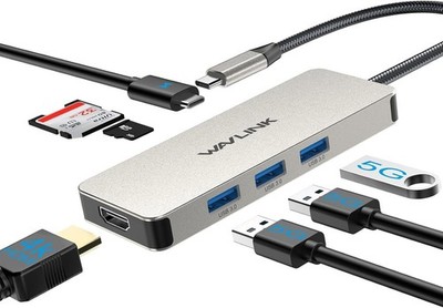 7-in-1 USB C Adapter - mit 4K@60Hz - HDMI - 3 x USB 3.1 - SD/TF - 100W PD