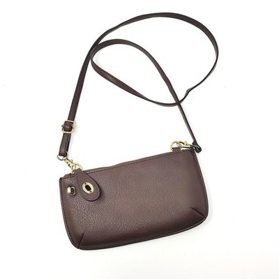 Joy Susan Crossbody Brown Faux Leather Vegan Purse Bag Minimalist Chic Boho