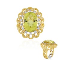 Ouro Verde Quarz-Ring Aus Vergoldetem Silber- Echtschmuck