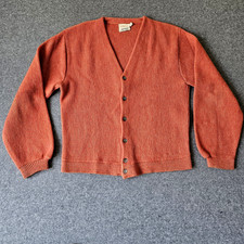 Vintage Montgomery Ward Brent Zefkrome Orange Cardigan Sweater Large Acrylic