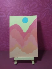 Sindy Fuhr Acrylic Painting 4x6 Inch Abstract Nature Art Title Fire Mountains