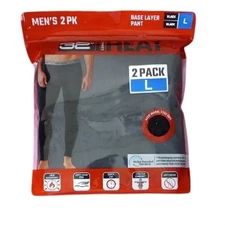 Mens Size L 2 Pack Base Layer Pants Black Quick Dry Heat Retention Anti-Odor NEW