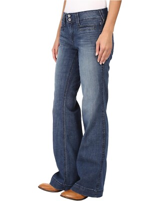 Ariat L142518 Womens Bluebell Mid Rise Stretch Ella Wide Leg Jeans