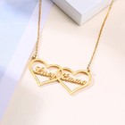 Personalised Double Name Double Heart Necklace Stainless Steel GIFT FOR HER