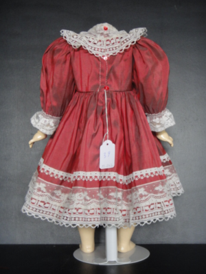 Robe 1930 en velours dévoré bordeaux motifs de feuillages - Chez Sarah