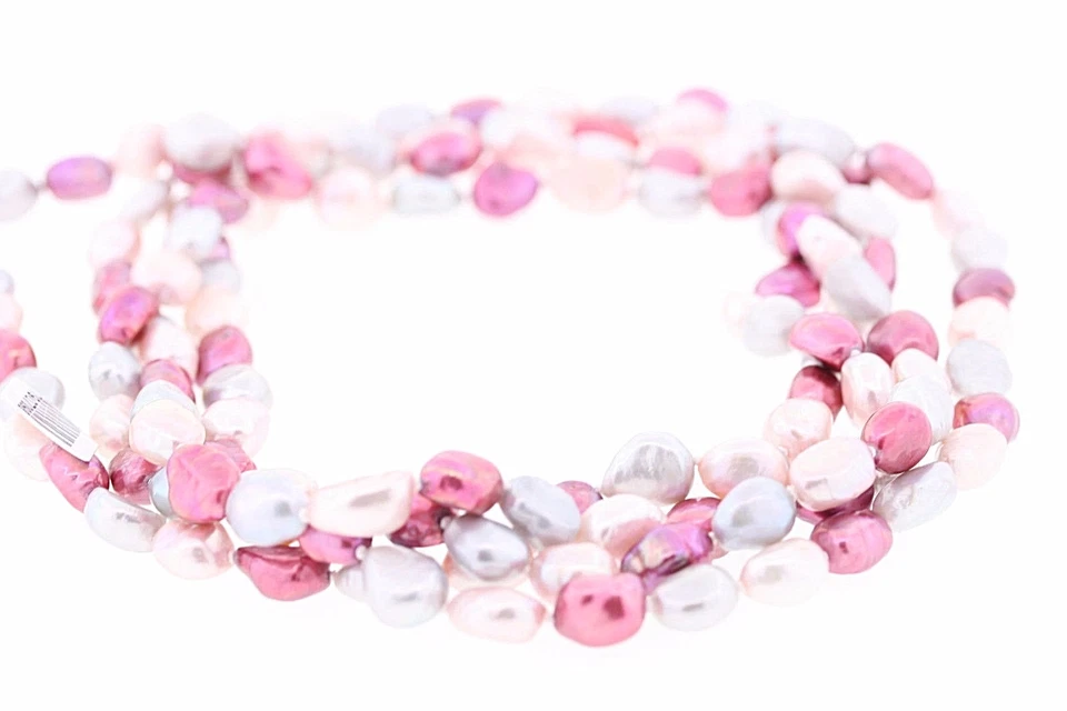 Nwot 8-10mm Barroco Rosa Teñido "Sorbete" Original Agua Dulce Perla 163cm Collar - Imagen 3 de 4