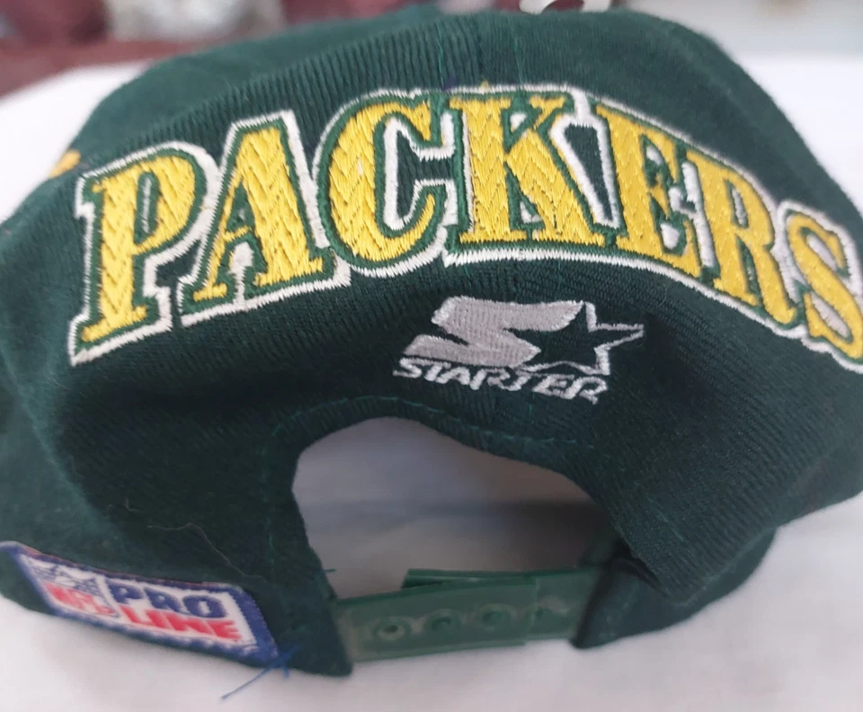 De Colección Starter Green Bay Packers Gorra Gorra Lana Arco Bloque Cabeza Snapback Años 90 NFL Foto 4 de 4