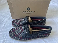 Sperry Men's Bahama Storm Buff Check Boat Shoe 10.5 Red black STS22629