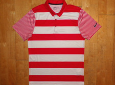 NIKE GOLF Mens DRI-FIT Red White BREATHE BOLD Stripes Polo STANDARD FIT Shirt SM
