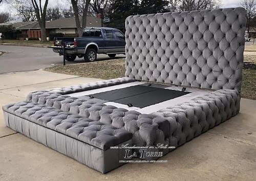 Cama de Matrimonio Contenedor Moderno Terciopelo Ecopiel Cualquier Color Livio - Imagen 2 de 9