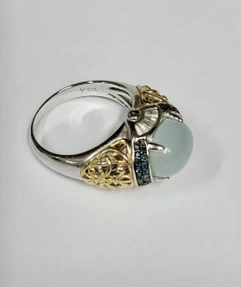 Anillo Victoria Wieck Sterling 5,72 quilates cabujón aguamarina, diamante azul y topacio  Foto 4 de 4