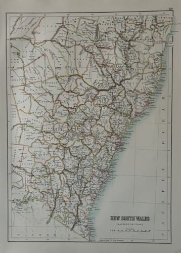 1897 Nuovo Galles del Sud mappa antica originale di A & C nero - Foto 1 di 3