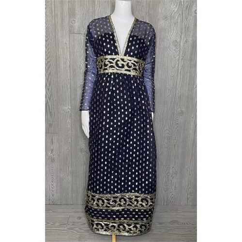 Vintage romantica by victor costs blue dress roman glitter gold detail Renaissan - Picture 8 of 8
