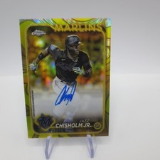 JAZZ CHISHOLM JR. 2024 TOPPS CHROME GILDED YELLOW ETCH AUTO 23/75