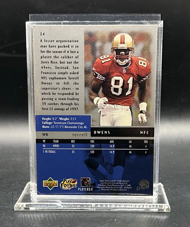 Terrell Owens 1997 Upper Deck Black Diamond #14 San Francisco 49ers HOF - Image 2 of 2