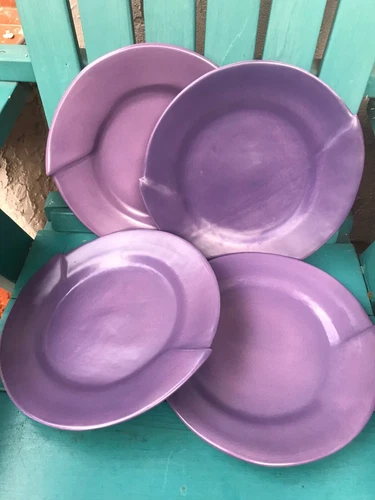 julie sanders SET-OF-4 X 12 1/4" LAVENDER PURPLE PLUM CYCLAMEN DINNER PLATES