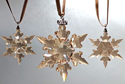 Set of 3 Swarovski Festive Ornament Set 2020 Gold Tone SCS 5591360