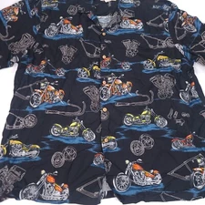 Vintage Paradise Found Motorcycles Hawaiian Button Shirt Mens 2XL Rayon USA