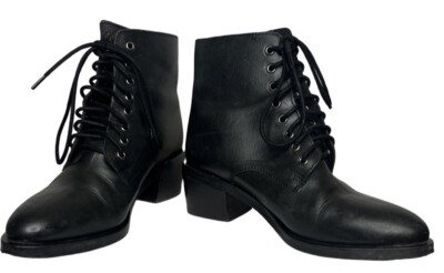 Jeffrey Campbell Lace-Up Boot Black Leather Size 7 38