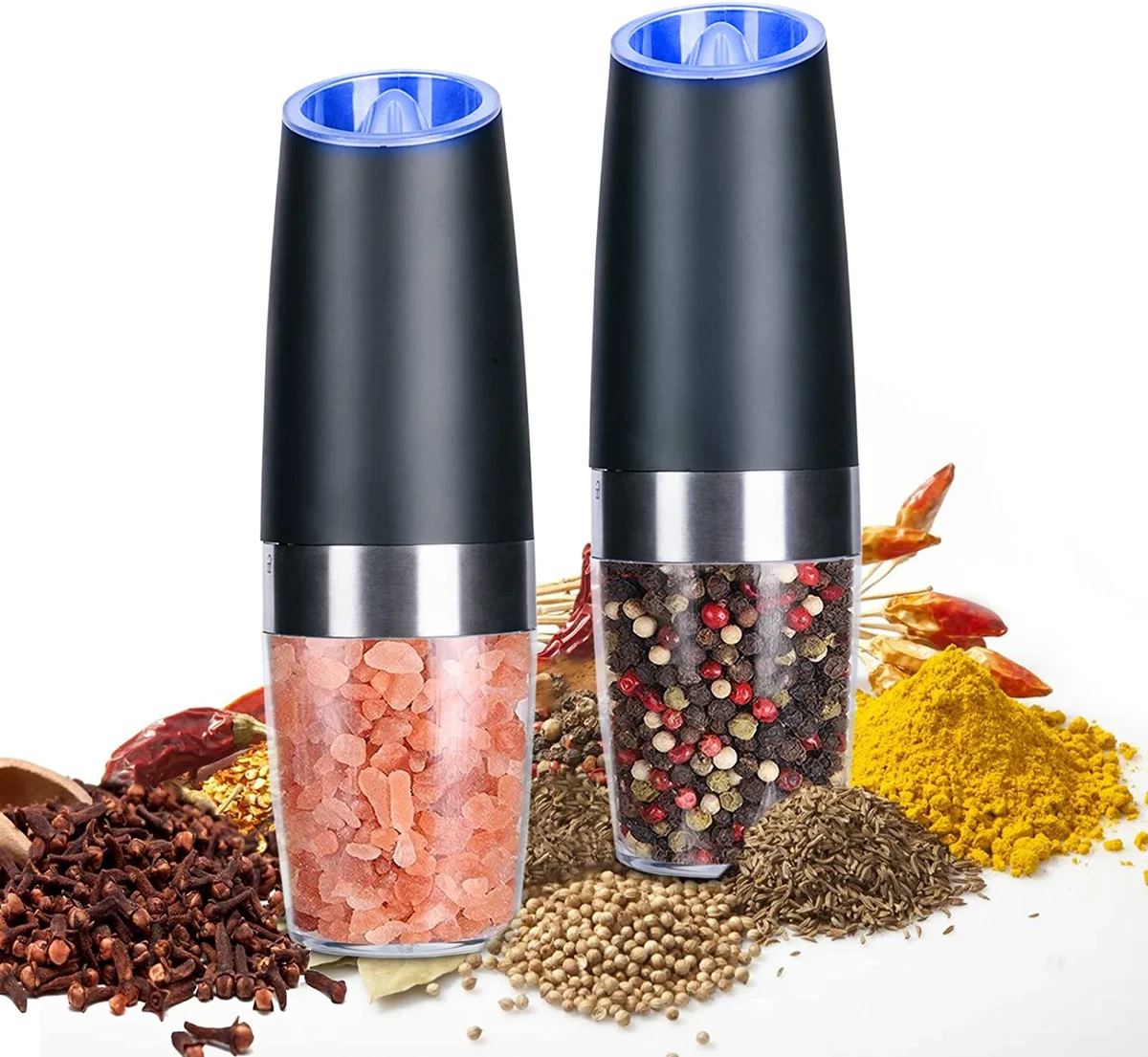 Electric Salt and Pepper Grinder Set Battery Powered Mill