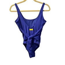 Fabletics Womens Blue Tie-Front One-Piece Swimsuit sz S Nylon  Elastane