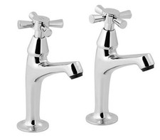 Deva MILAN103 Chrome Cross Handle Kitchen Sink Taps (pair)