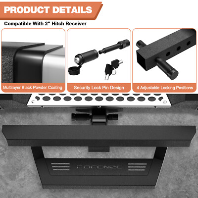 Hitch Step OEDRO Replacement For Truck Vehicles With 2" Hitch Receiver Rear Bumper Guard Protector Upgraded Textured Black Step Bar In Tow Hitch Step - Foto 3