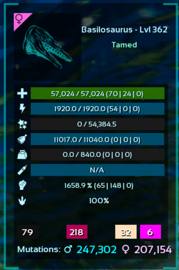 ARK Survival Ascended Basilisk Galaxy Top Stats PVE Per PS5/XBOX/PC