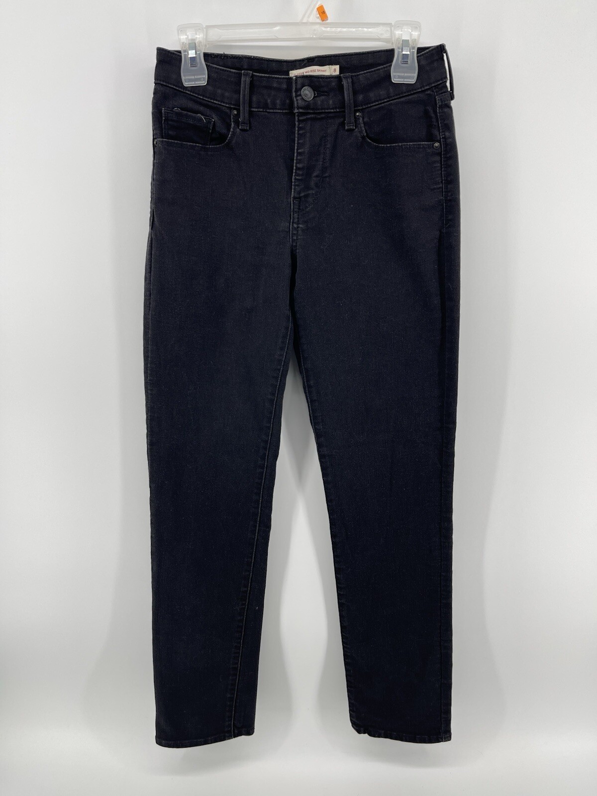 Levis Classic Mid Rise Skinny Stretch Jeans Womens Size 8 Black Denim 28X29
