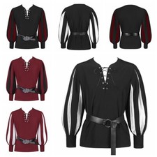 Mens Cosplay Gothic Renaissance Steampunk Medieval Costume T-Shirt Halloween