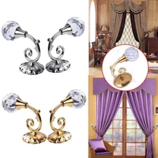 2p Curtain Tie Backs Holdback Hooks Metal Crystal Glass Wall Hanger Holder  